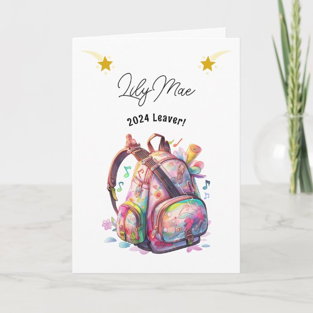 School Leavers Musician Back Pack Card (Front)
