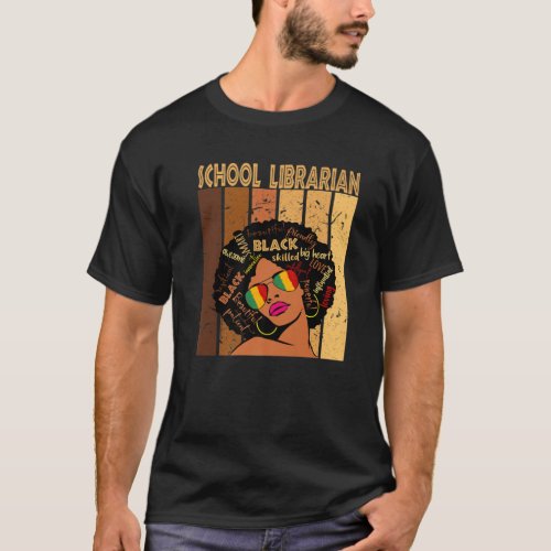 School Librarian Afro African American Black Histo T_Shirt