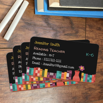 School Librarian Black Business Cards With Books by ArianeC at Zazzle