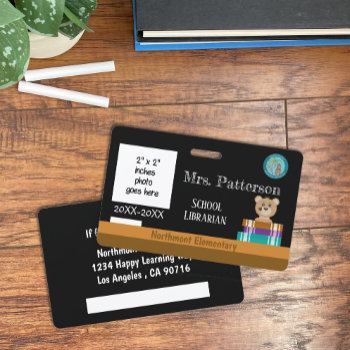 School Librarian Id Badge With District Seal by ArianeC at Zazzle