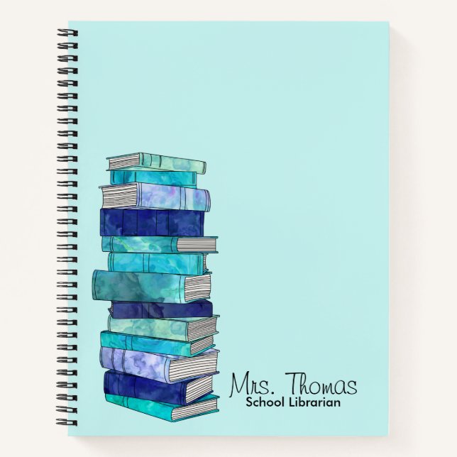 School Librarian Personalized Notebook (Blue) (Front)
