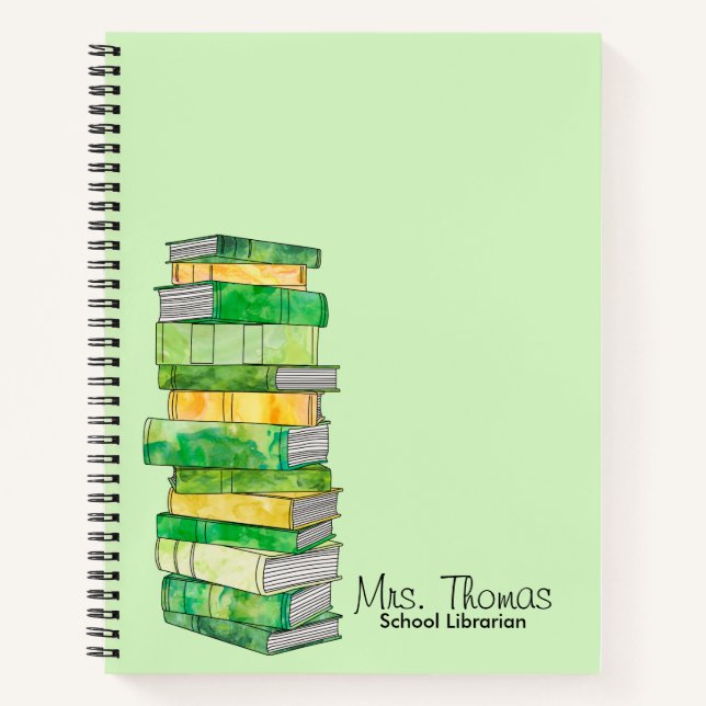 School Librarian Personalized Notebook (Green) (Front)