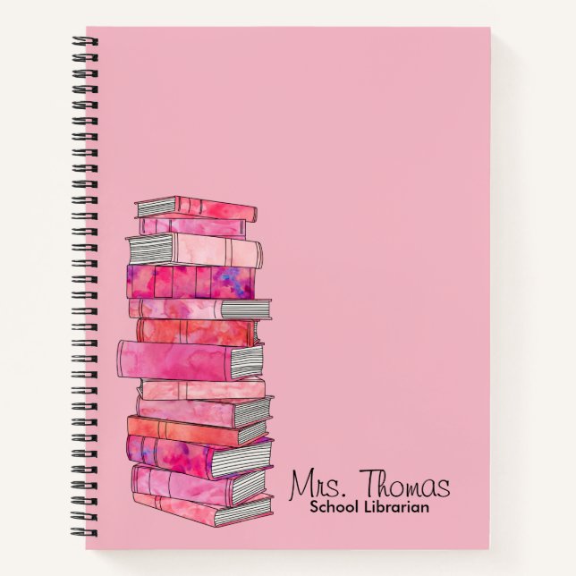School Librarian Personalized Notebook (Pink) (Front)