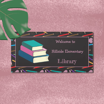 School Library Black Door Sign With Pencil Frame by ArianeC at Zazzle