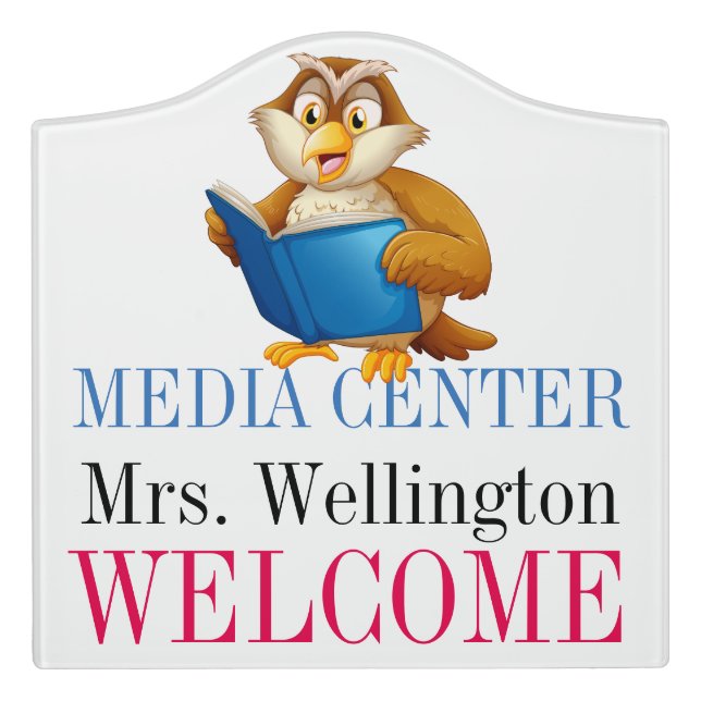 School Library Media Center Classroom Door Sign (Large Crest Front)