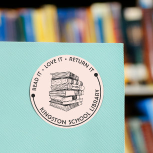 School Library Read It Love it Return It Customize Classic Round Sticker