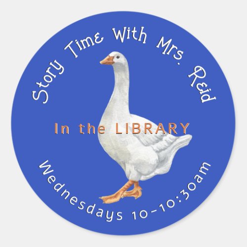 School Library Time Sticker White Goose Teacher