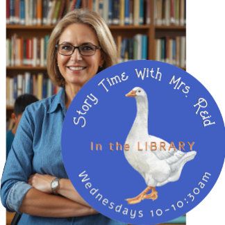 School Library Time Sticker White Goose Teacher
