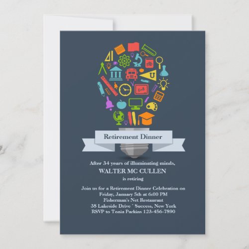 School Light Bulb Retirement Party Invitation