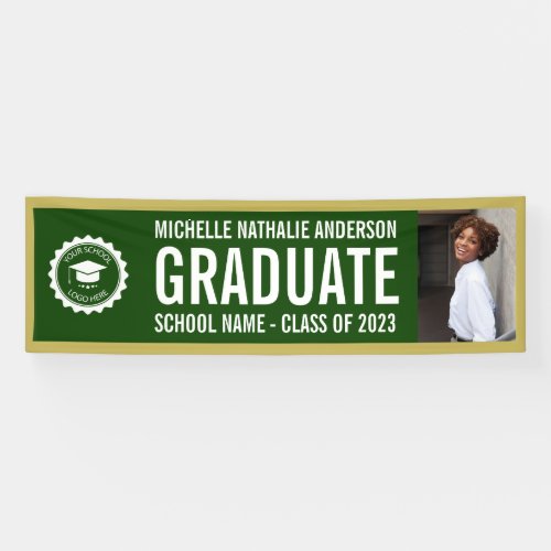 School logo Graduation Photo Green Gold Banner