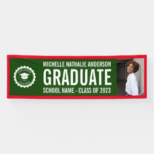 School logo Graduation Photo Green Red Banner
