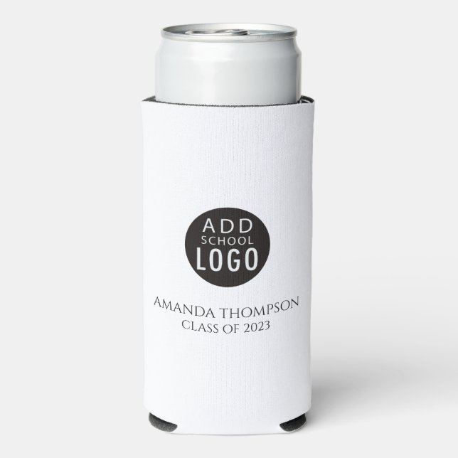 School Logo Personalized Graduation Party Favor Seltzer Can Cooler (Seltzer Back)