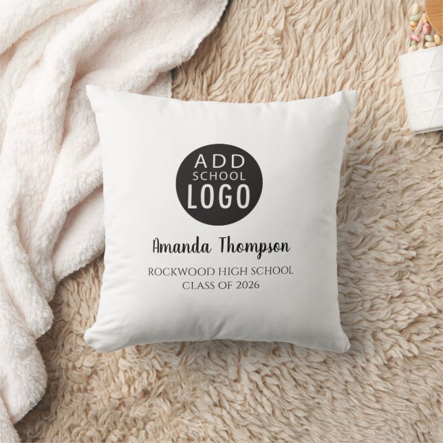 School Logo Personalized High School Graduation Throw Pillow (Blanket)