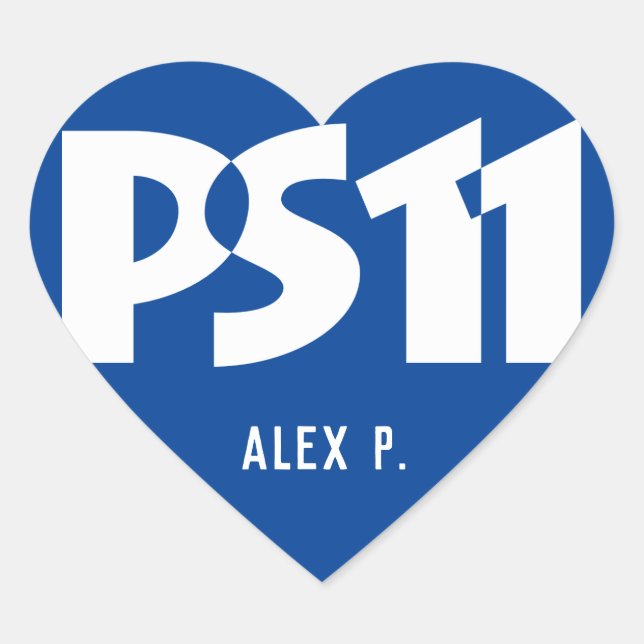 School Logo Personalized Name Heart Sticker (Front)