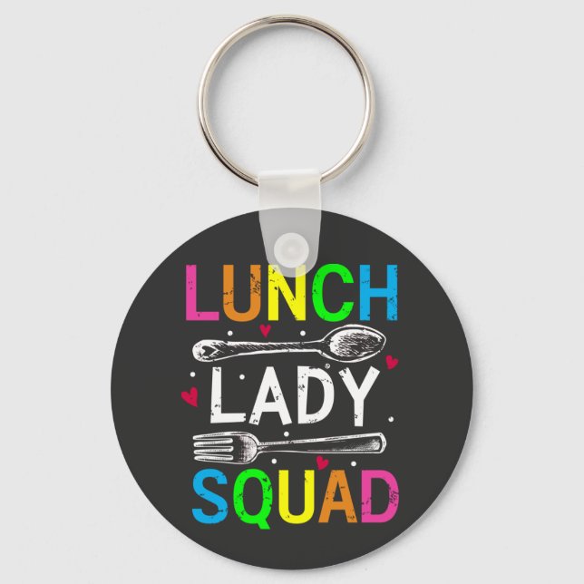 School Lunch Lady Squad Cafeteria Workers Button Keychain (Front)
