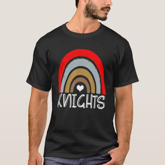 School Mascot Boho Rainbow Knight T-Shirt (Front)