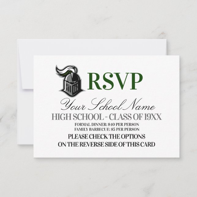School Mascot Class Reunion RSVP Card (Front)
