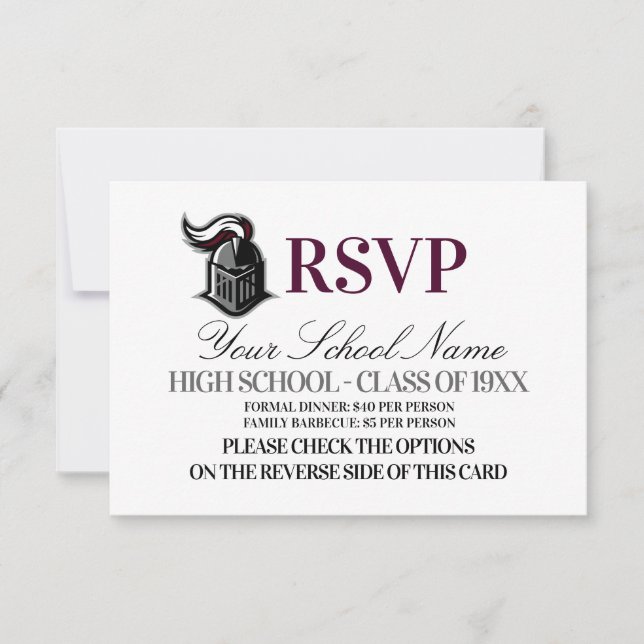 School Mascot Class Reunion RSVP Card (Front)