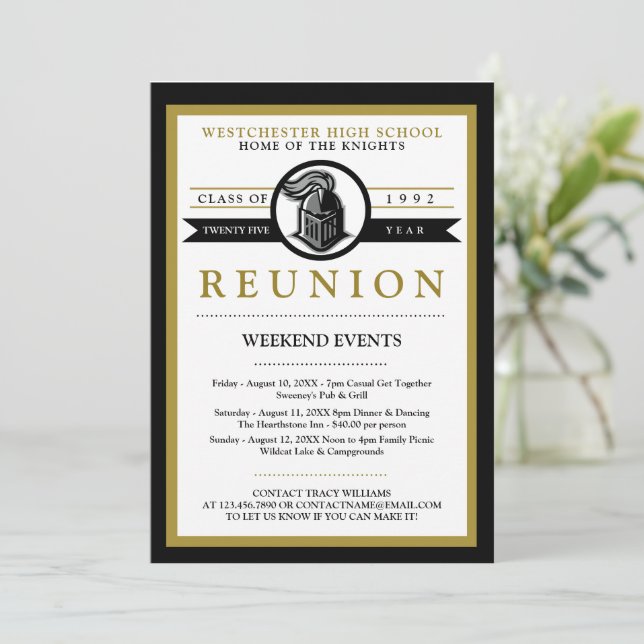 School Mascot High School Reunion Invitations (Standing Front)