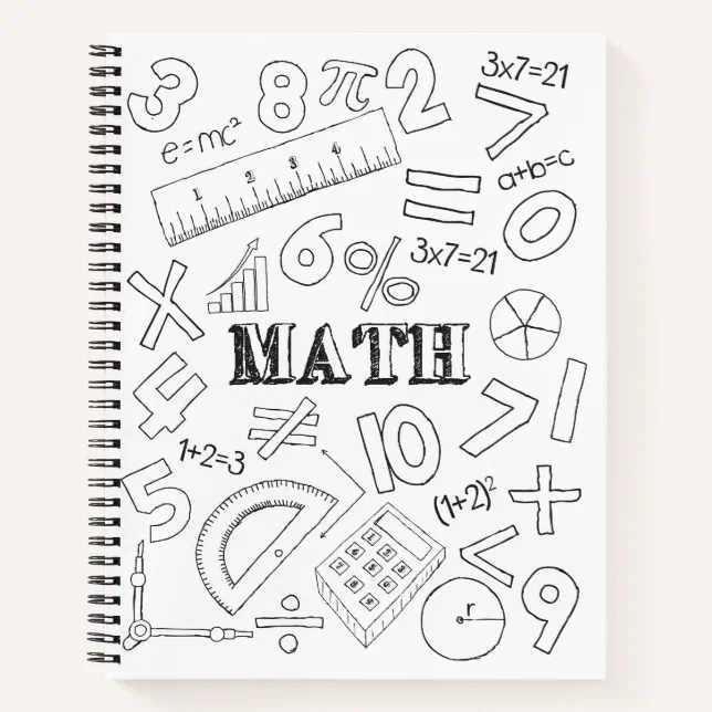 School Math Teacher Doodle Math Art Coloring Schoo Notebook | Zazzle