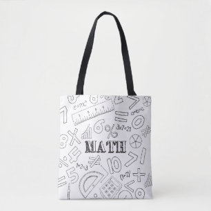 School Math Teacher Doodle Math Art Coloring Schoo Tote Bag