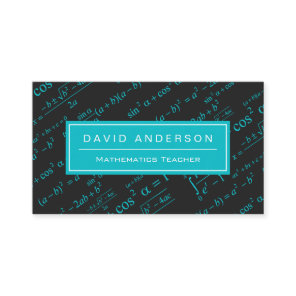 School Math Teacher Mathematics Equation Teal Blue Business Card