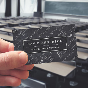 School Math Teacher Mathematics Formula Chalkboard Business Card