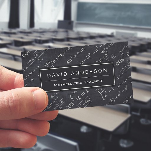 Customizable School Math Teacher Mathematics Formula Chalkboard Business Card Templates