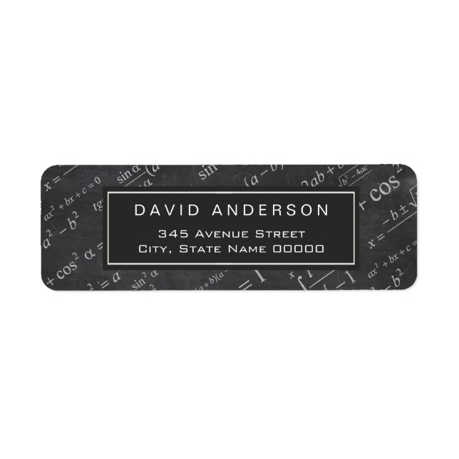 School Math Teacher Mathematics Formula Chalkboard Label (Front)