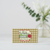 School Media Specialist Gingham Business Card (Standing Front)