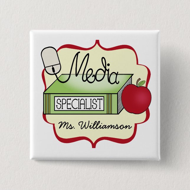 School Media Specialist Pinback Button (Front)