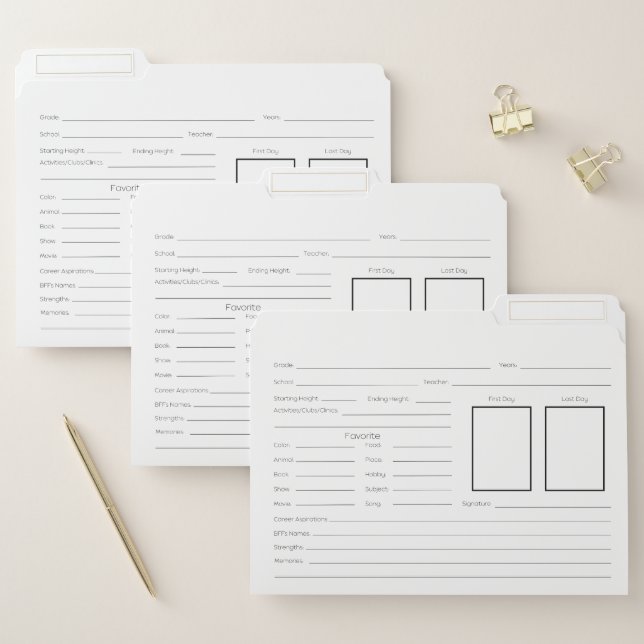 School Memory Box File Folders (Set)