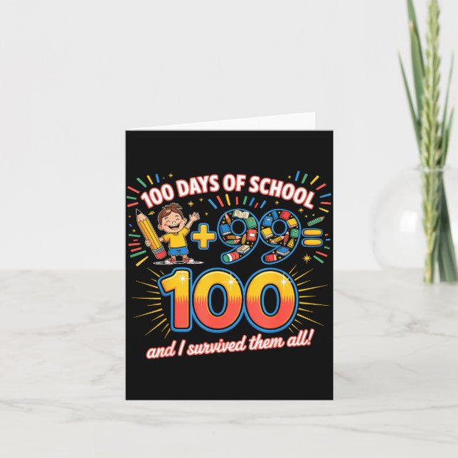 School Milestone 100 Days Learning Design Teachers Card (Front)