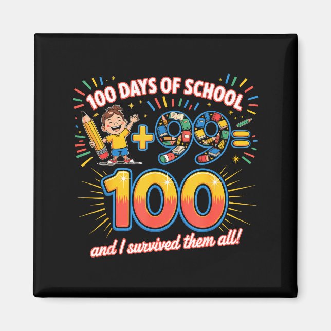 School Milestone 100 Days Learning Design Teachers Magnet (Front)