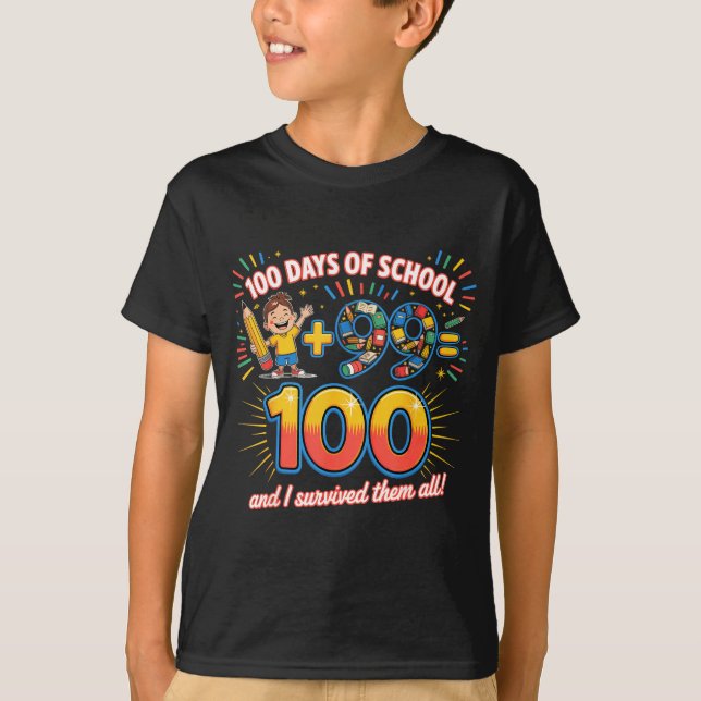 School Milestone 100 Days Learning Design Teachers T-Shirt (Front)