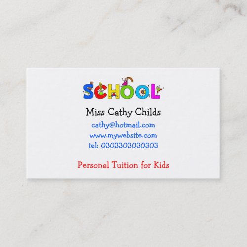 School, Miss Cathy Childs, Business Card Templates