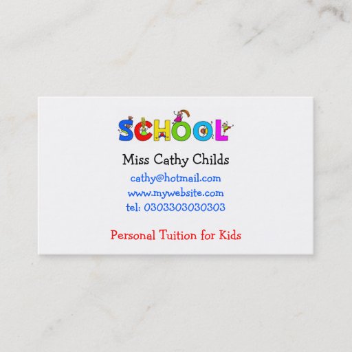Customizable School, Miss Cathy Childs, Business Card Templates