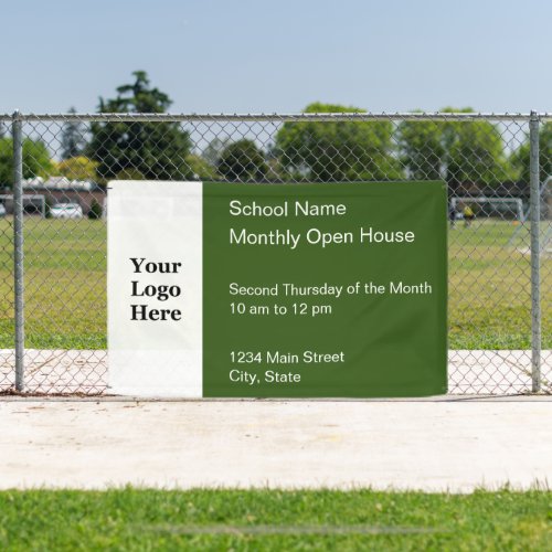 School Monthly Open House Green  White Your Logo Banner