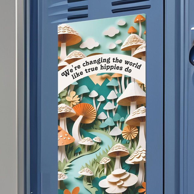 School Motivation Mushroom Magnetic Locker Poster Car Magnet (School locker magnetic poster with mushroom art and your custom motivational text)