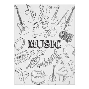 School Music Teacher Doodle Music Art Coloring Sch Poster