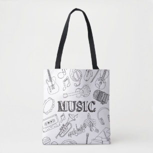 School Music Teacher Doodle Music Art Coloring Sch Tote Bag