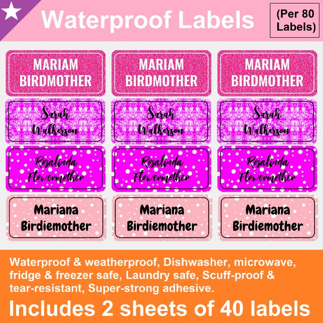 School Name Font, Pink Girl's School Clothing  Kids' Labels (Kids' Labels
Girl Labels
Pink Labels
School Clothing Labels)