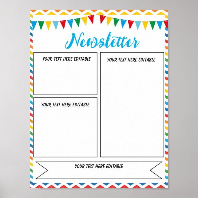 School Newsletter editable Template Poster (Front)