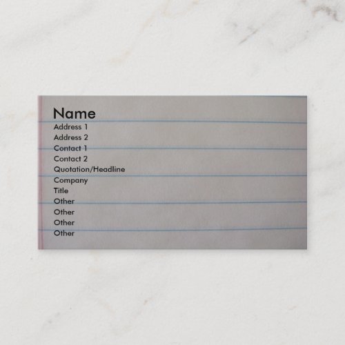 School Notebook Business Card