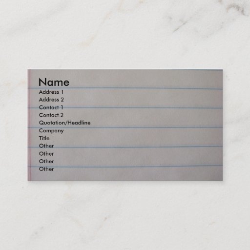 Customizable School Notebook Business Card