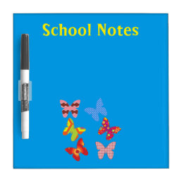 School Notes &amp; Butterflies Blue Sm.Dry Erase Board