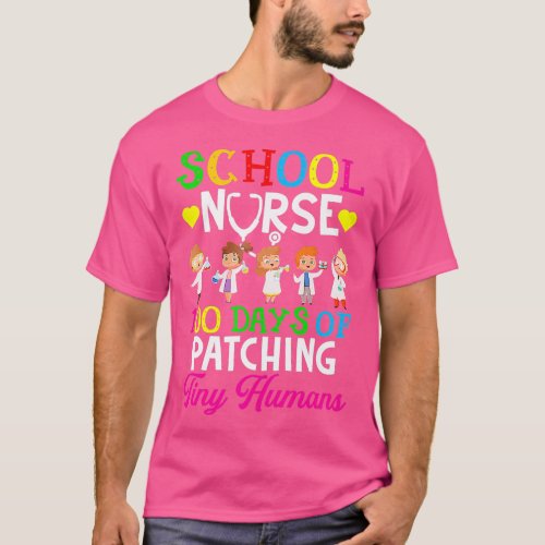 School Nurse 100 Days Of School Funny Patching Tin T_Shirt