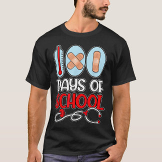 School Nurse 100 Days of School LOVE Stethoscope N T-Shirt