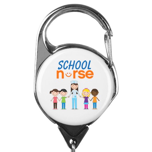 School Nurse Badge Holder (Carabiner Front)