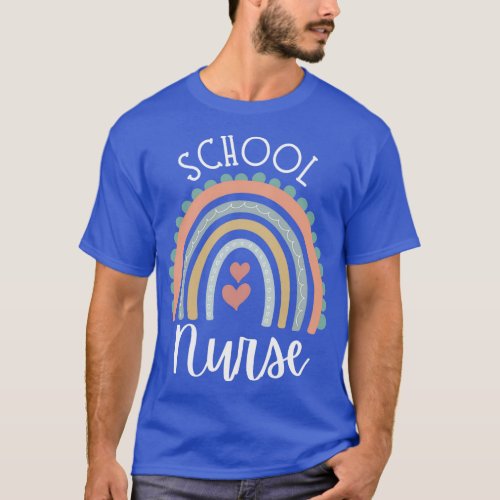 School Nurse Boho Rainbow Heart Nurse Week Graphic T_Shirt